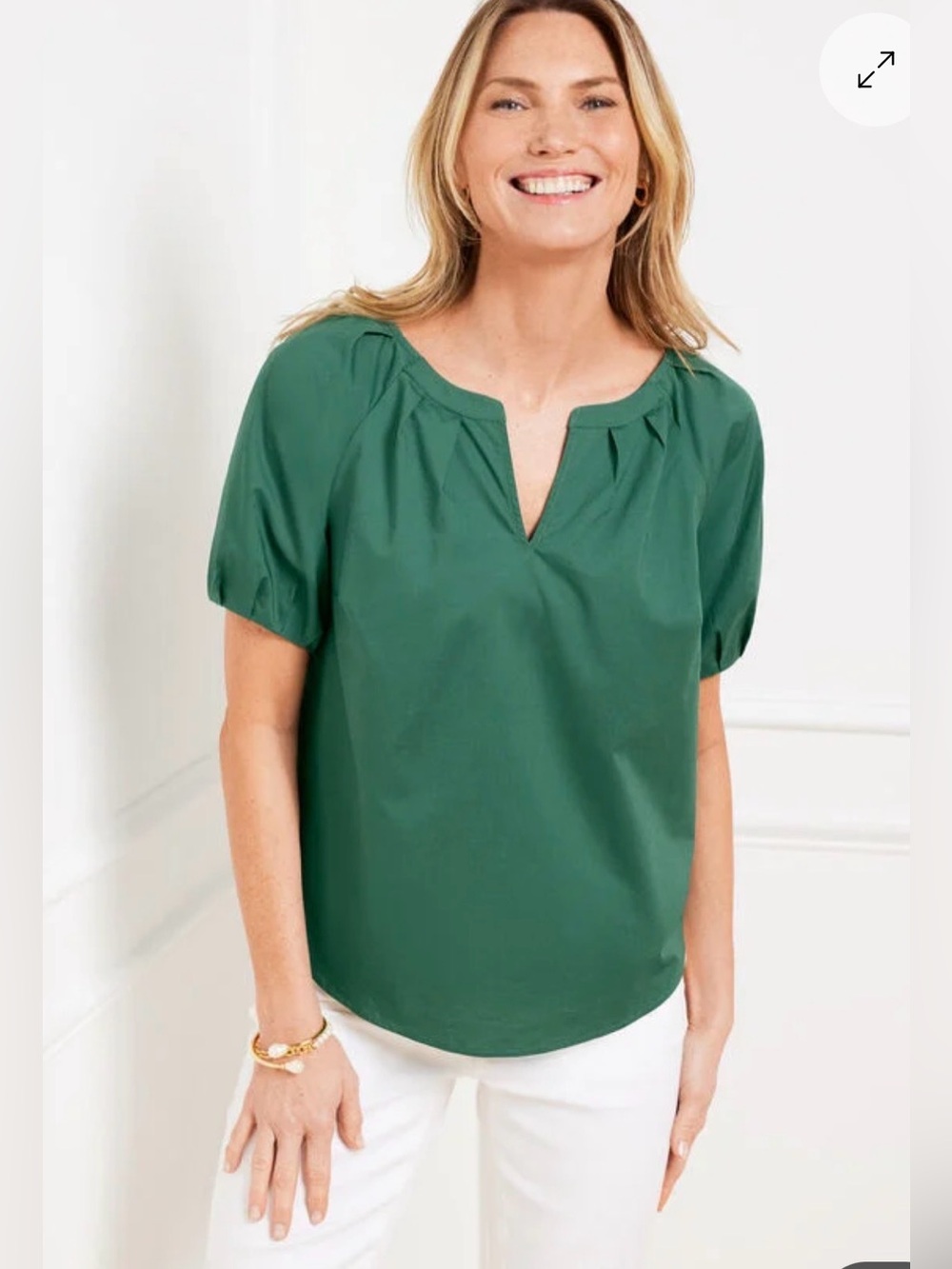 Talbots Modern Poplin Popover Top Pullover 100% Cotton XL